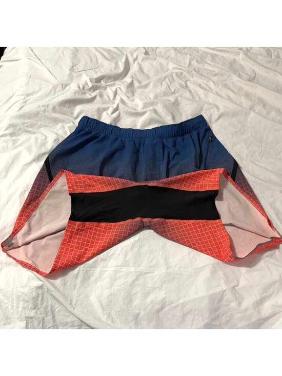 EXCELLENT Lululemon Mens Surge Running Shorts Linerless 7" Gradient Blue Grid M - Picture 3 of 12